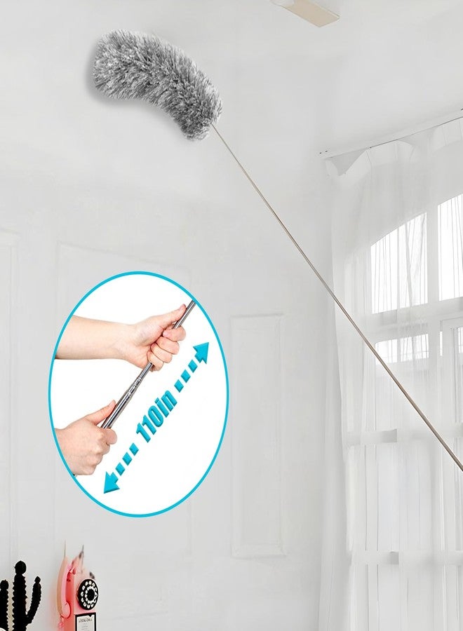 BAOYINGTE Feather Duster for Cleaning Extendable - Feather Duster for Cleaning The Indoor. 110 in Long Duster with Extension Pole for Clean Ceilings and Fans. Microfiber Duster for Blinds. Washable Dduster - Image 2